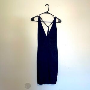 Backless V-Neck Bodycon Dress in Navy